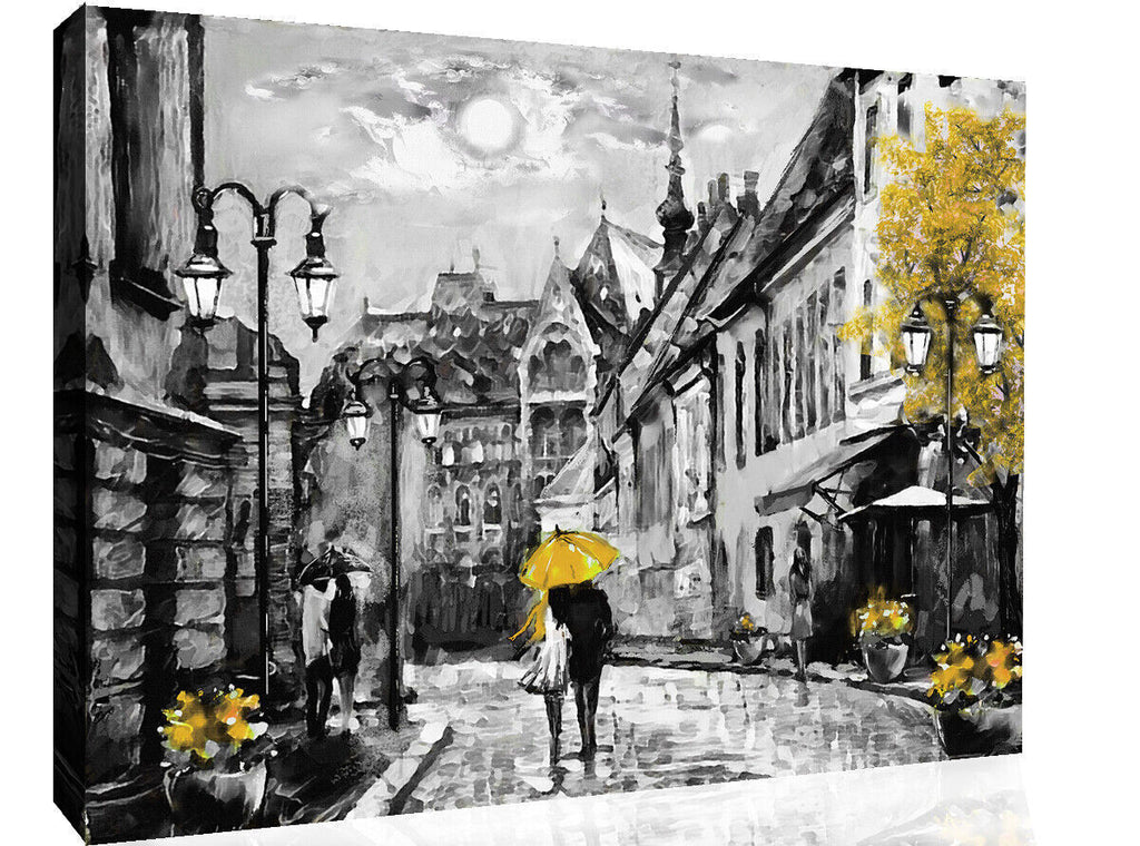Yellow Budapest City Umbrella Canvas Wall Art Picture Print Oil Painting