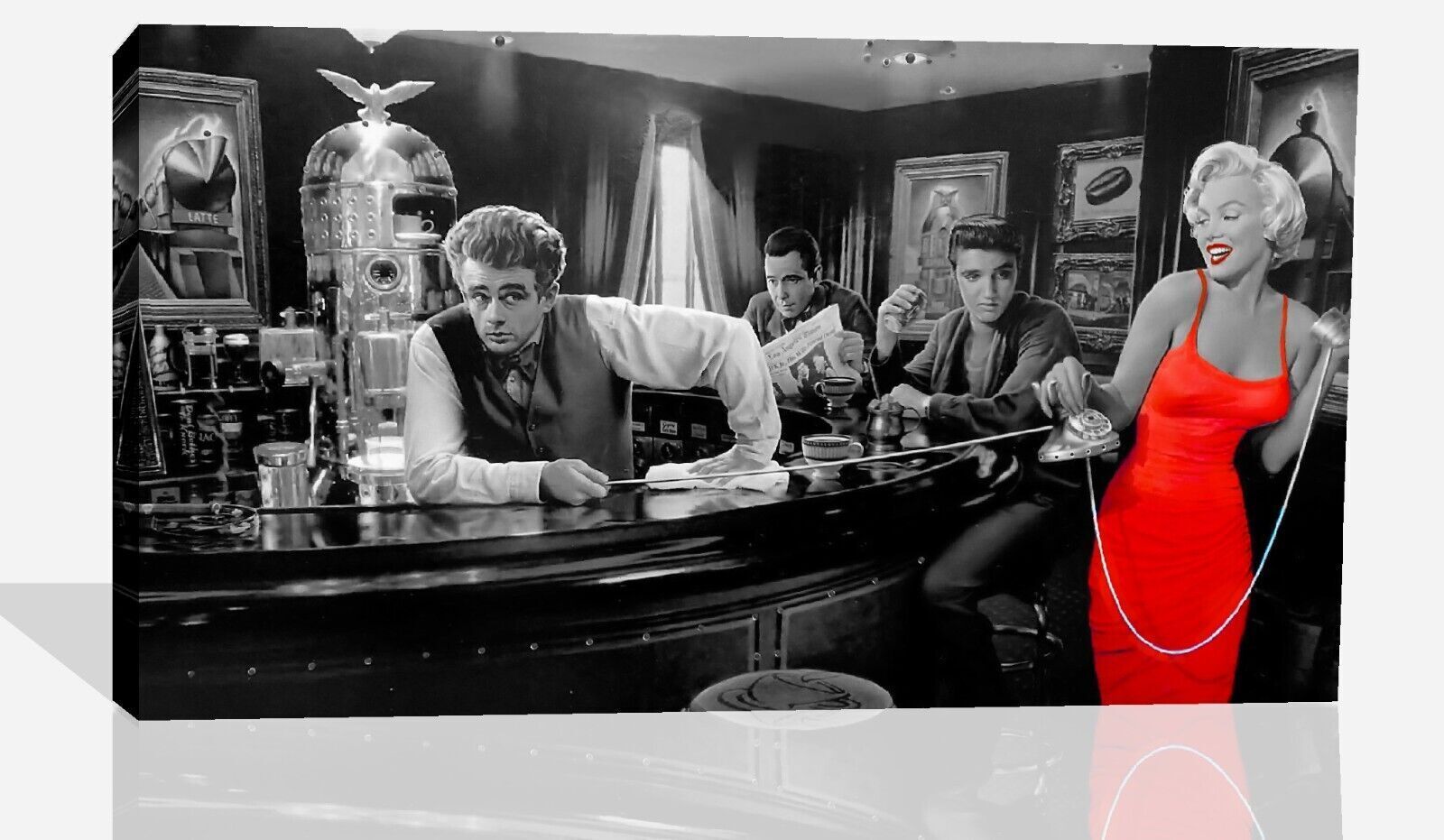 Marilyn Monroe Elvis Presley James Dean Red Dress Canvas Wall Art Print