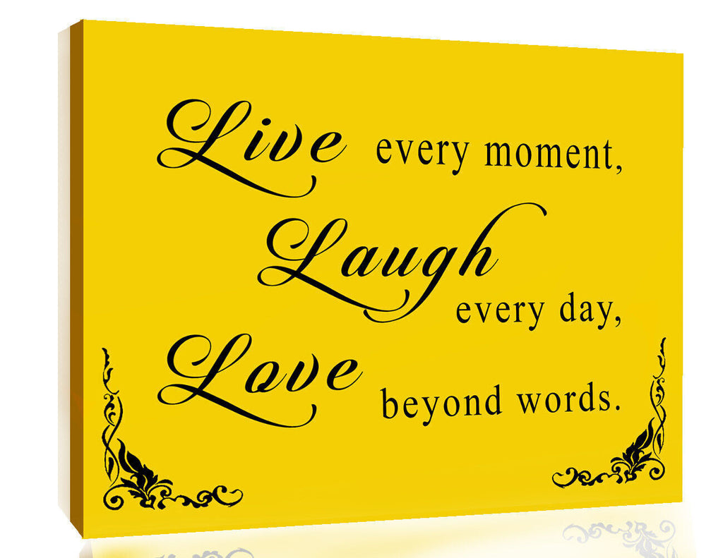 Mustard Yellow Live Laugh Love Quote Canvas Wall Art Picture Print A1 A2 + sizes