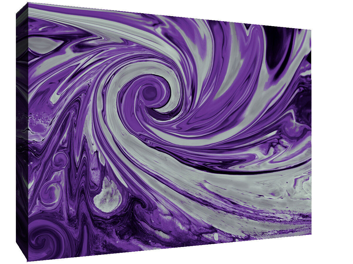 Modern Purple and Grey Spiral Swirl Abstract Canvas Wall Art Print