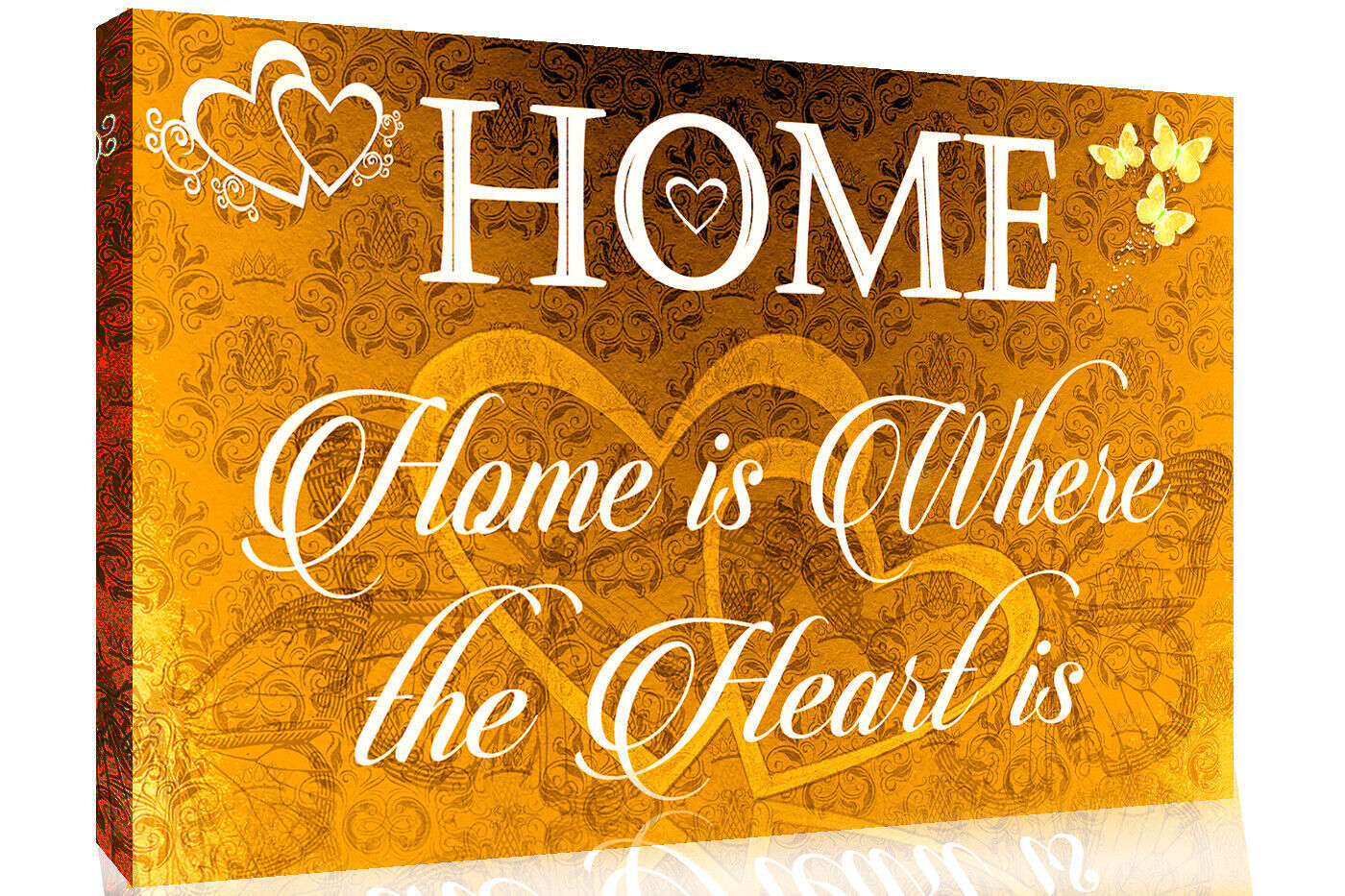 Home is where the heart is quote Yellow / Mustard Canvas Wall Art Picture Print