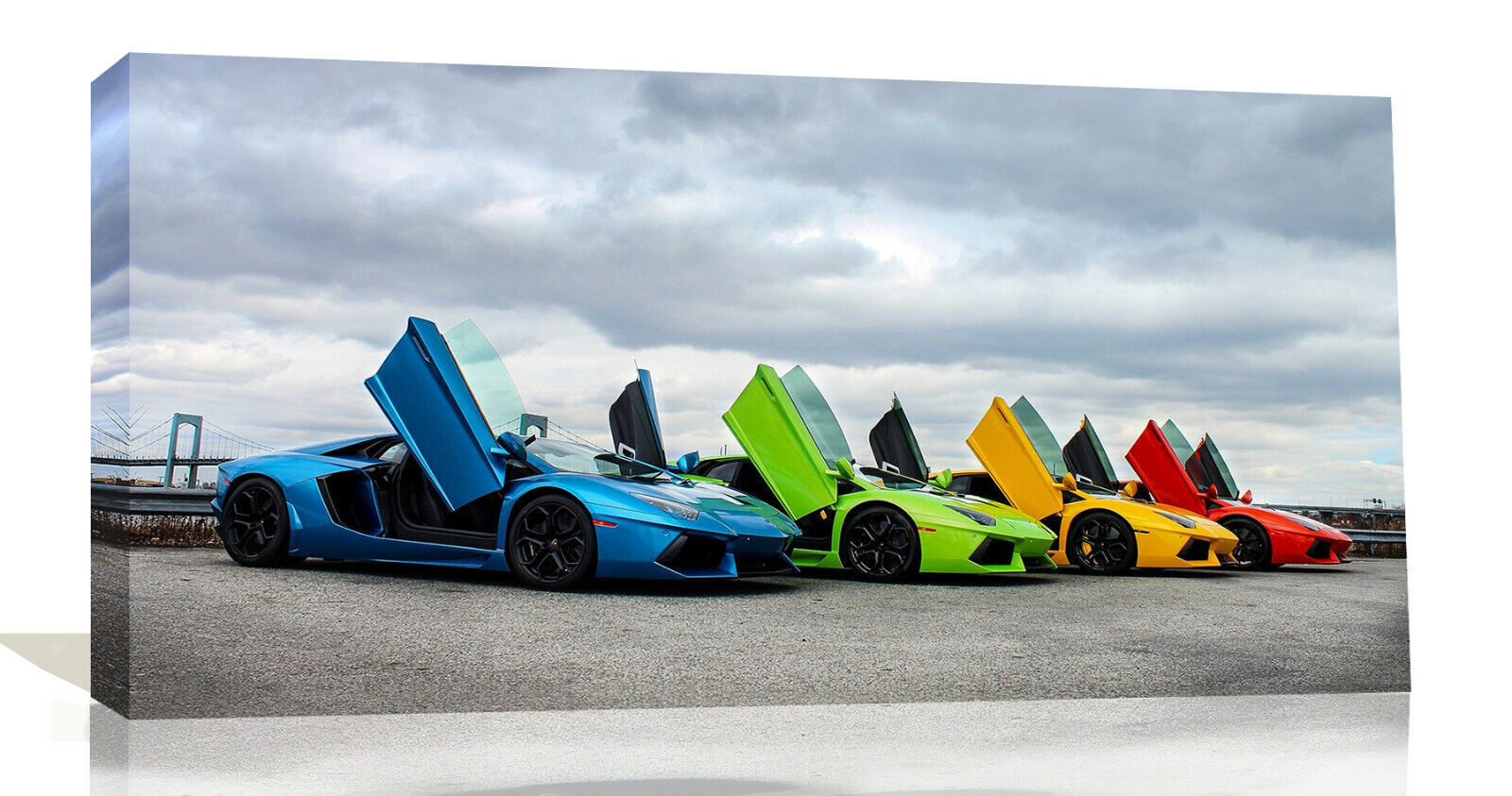 Sports Car Lamborghini Line Up Canvas Wall Art Picture Print