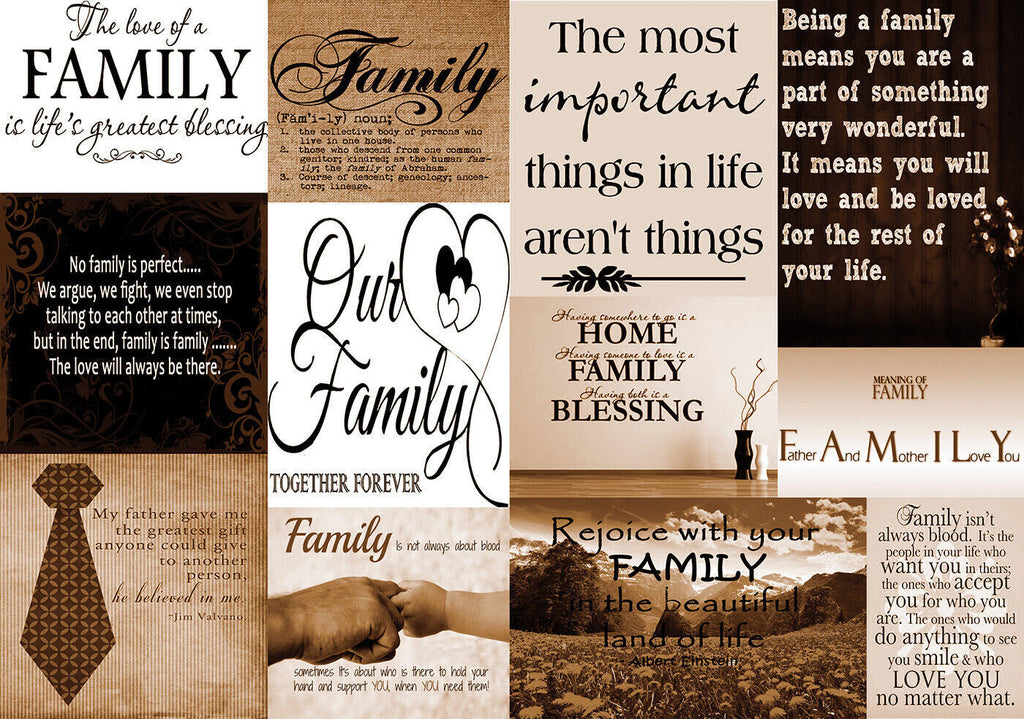 Family Quotes Brown Tone Canvas Wall Art  Picture 100% cotton - A1, A2, A0 sizes