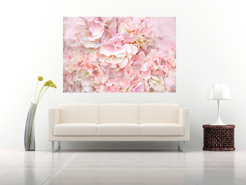 Pastel Pale Pink Flowers Floral Canvas Wall Art Print Picture