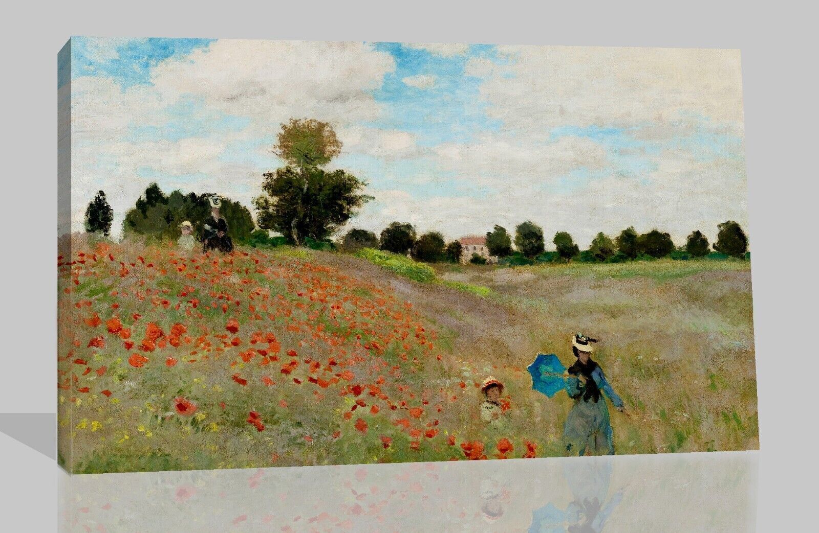 Claude Monet's The Poppy Field near Argenteuil painting Canvas Wall Art Print