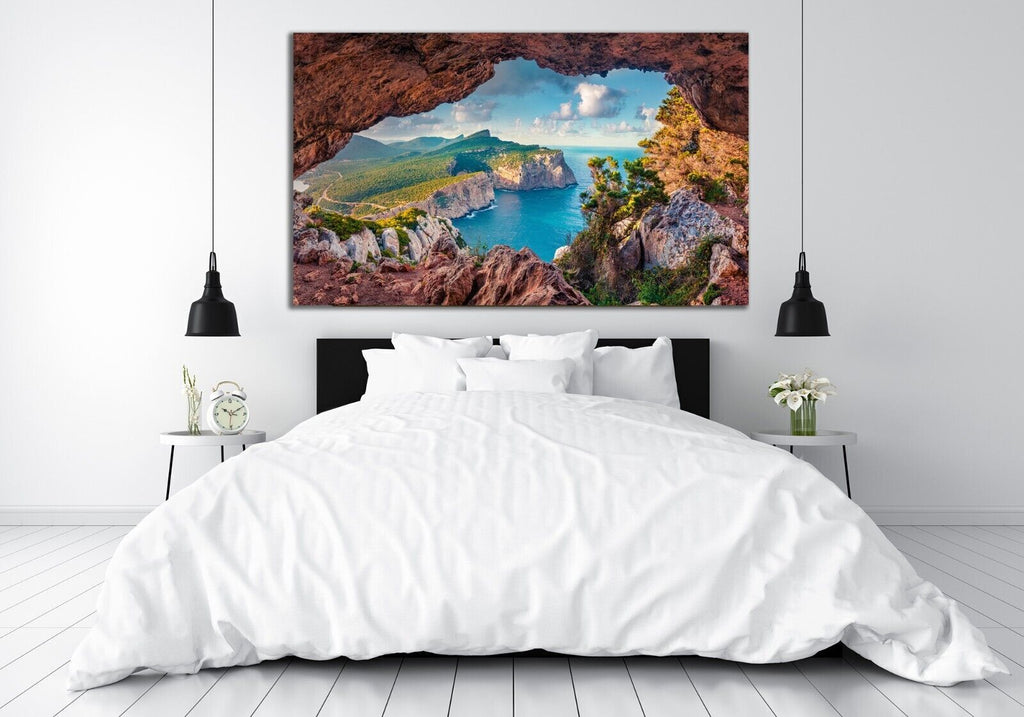 View of Caccia cape from a cave , Sardinia Italy CANVAS WALL ART Picture Print