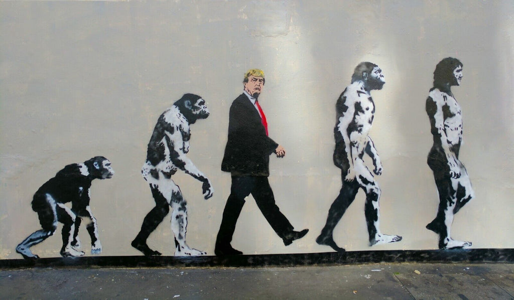 BANKSY DONALD TRUMP EVOLUTION  CANVAS WALL ART PICTURE PRINT GRAFFITI