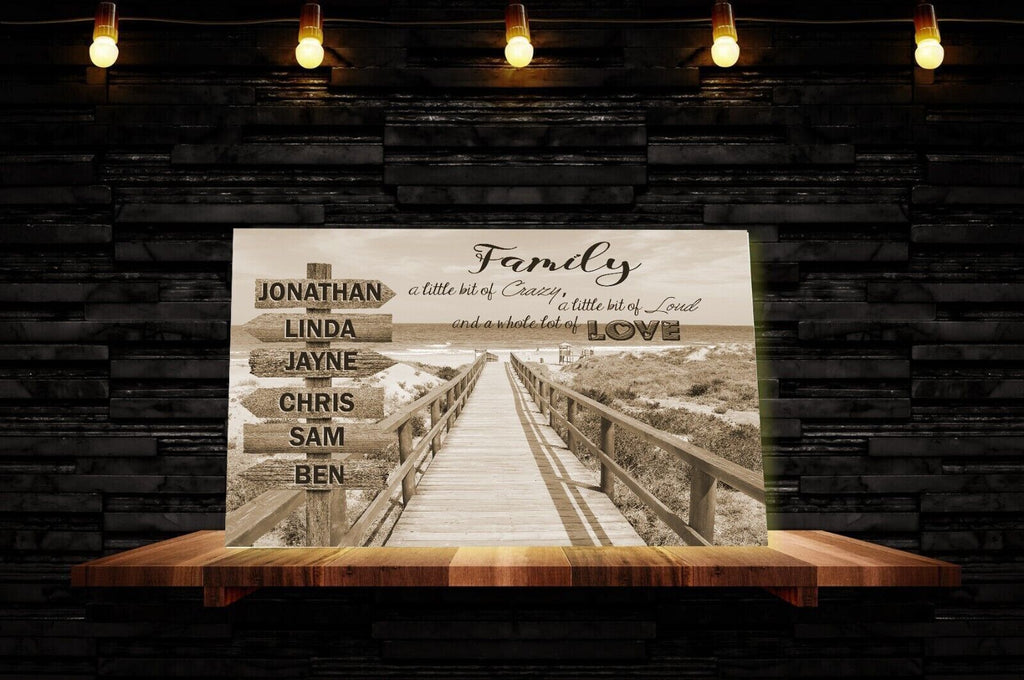 Personalized Personal up to 6 Names on Beach Street Sign Canvas Wall Art Print