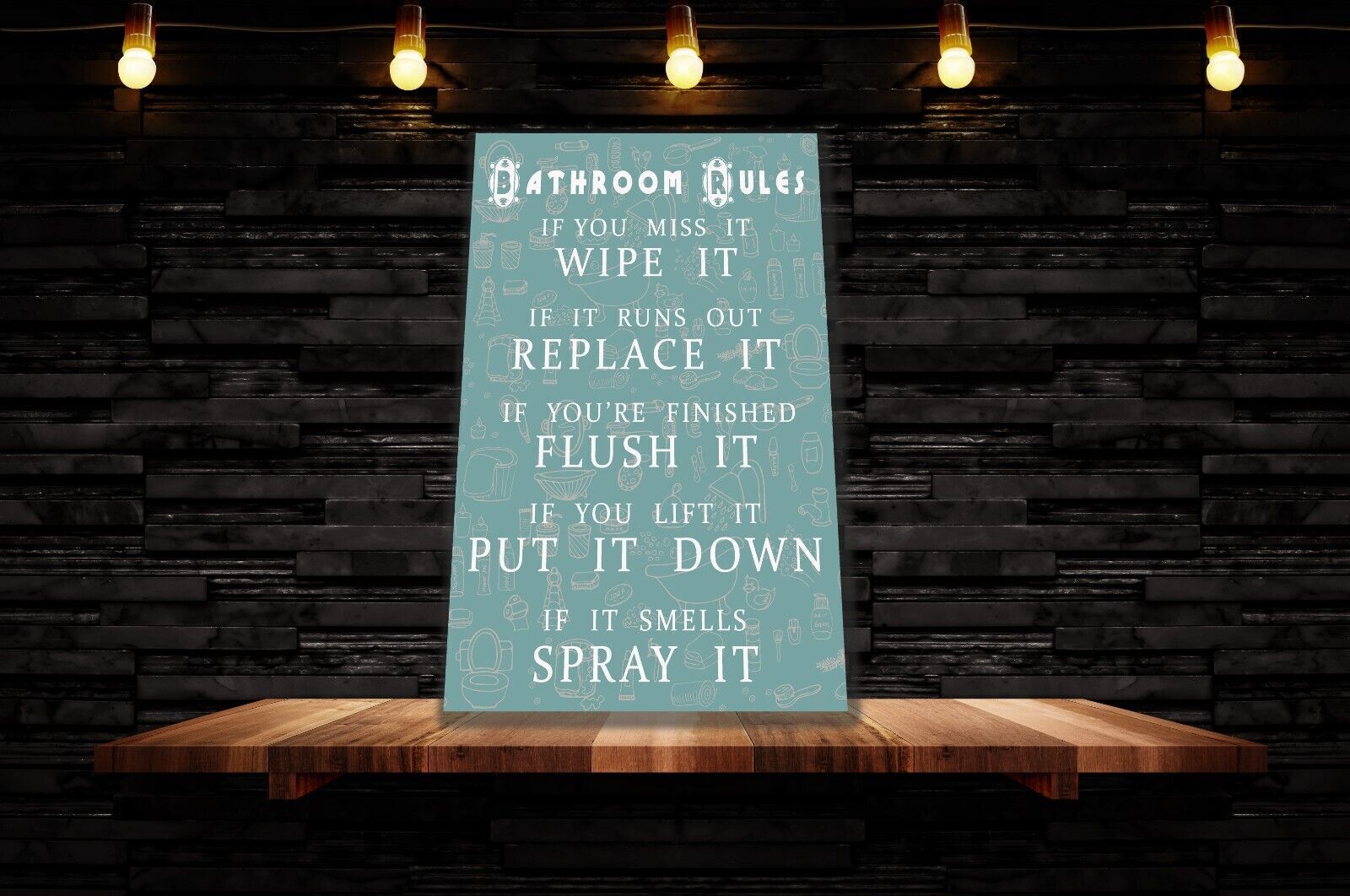 Duck Egg Blue Bathroom Rules Quote CANVAS WALL ART Picture Print