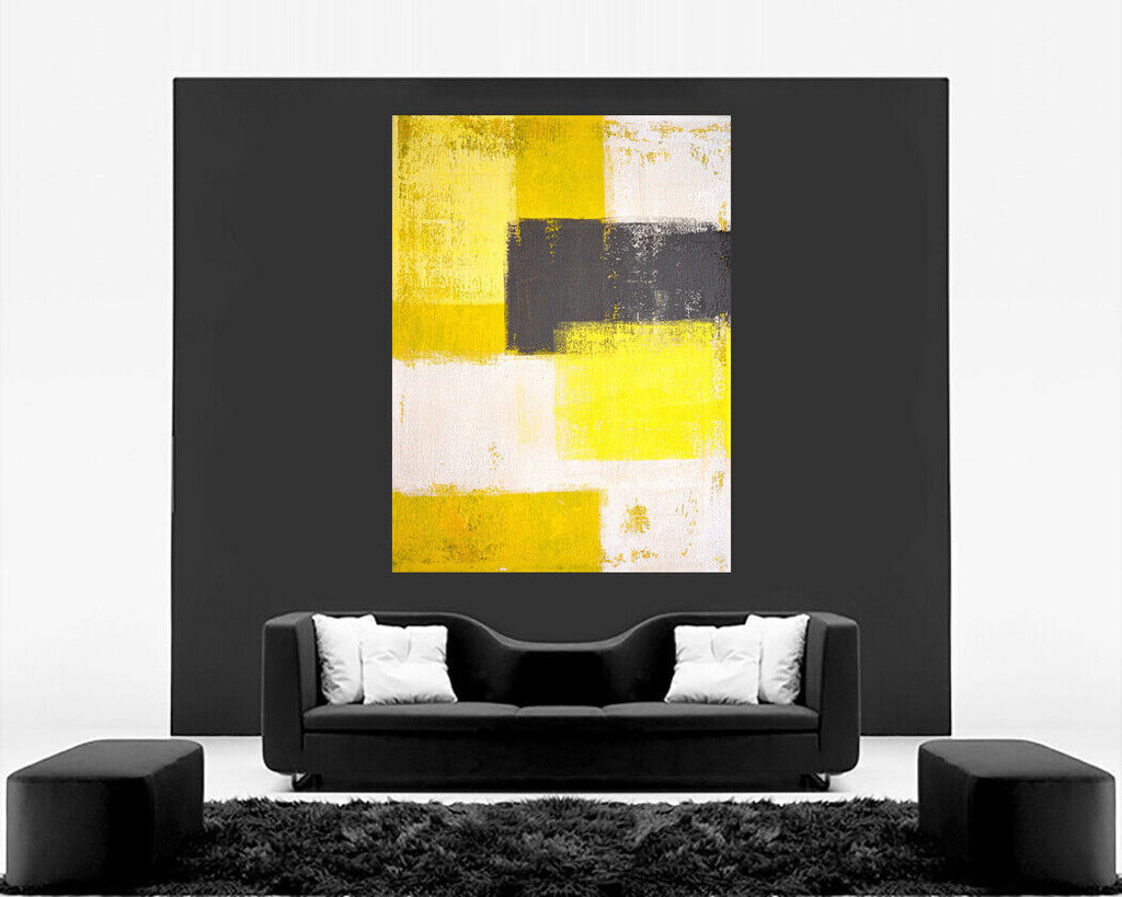 Grey Yellow Abstract Canvas Wall Art Painting Picture Print Heavy weight canvas