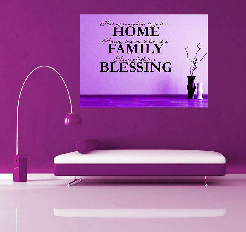 Home, Family, Blessing Quote, Purple Canvas Wall Art Picture -A1, A2, A0 sizes