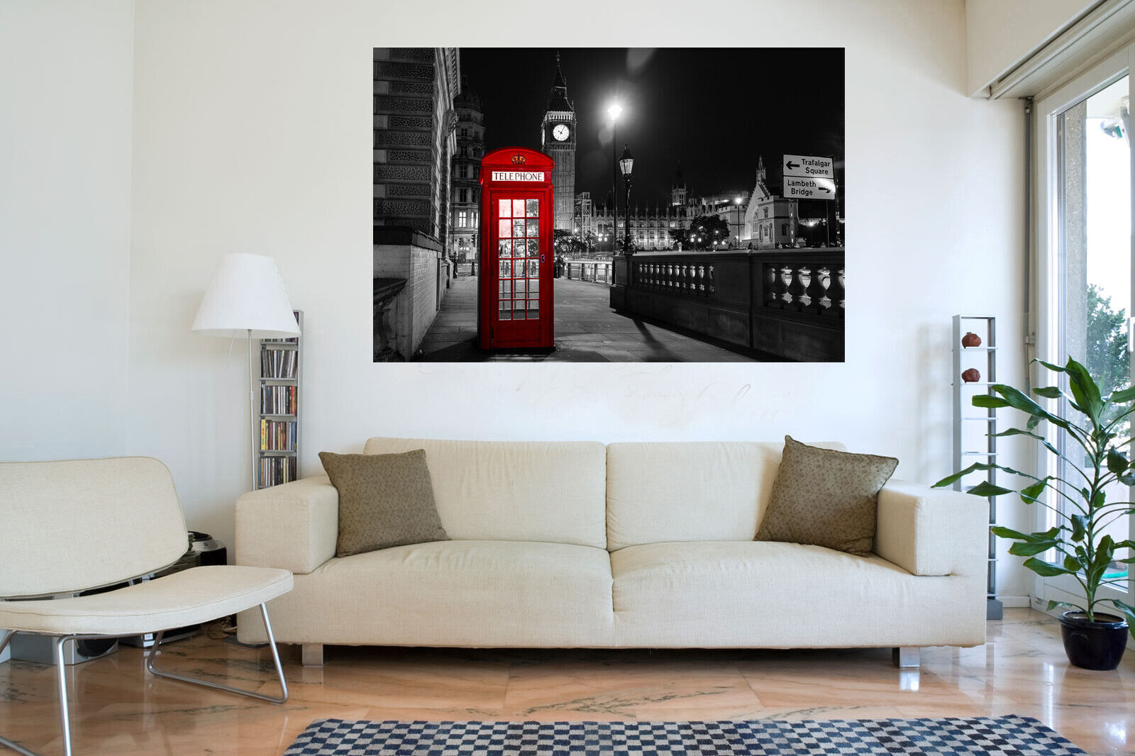Red London City Telephone Box Canvas Wall Art Picture Print