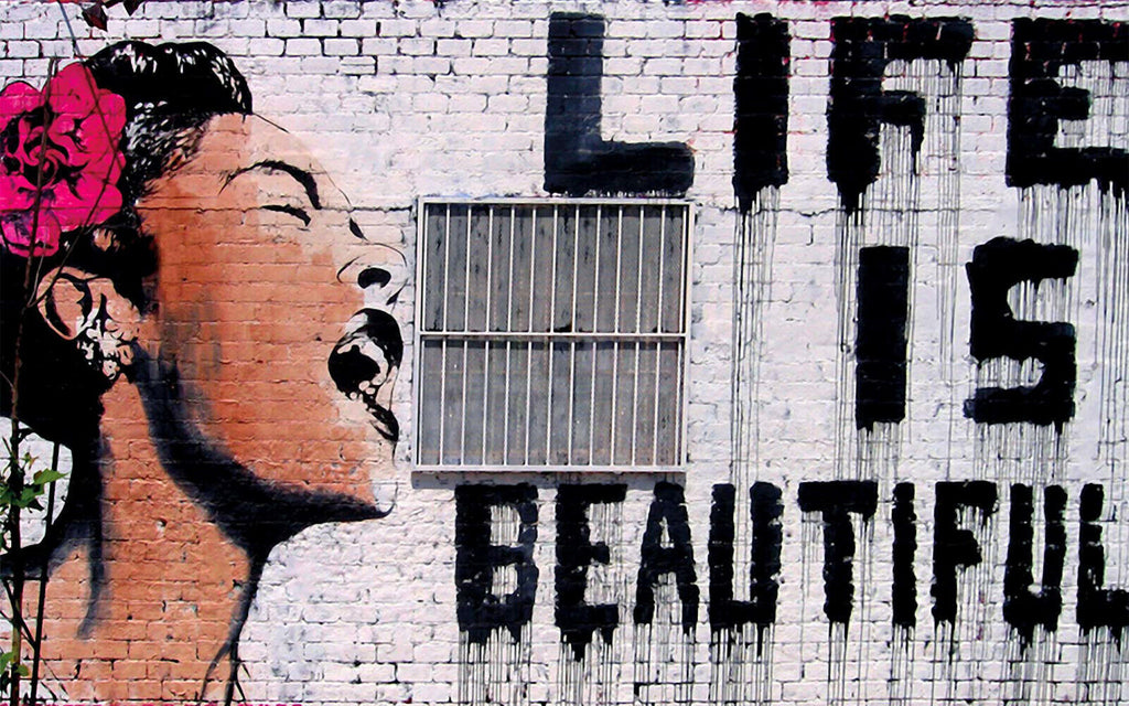 BANKSY Life is Beautiful CANVAS WALL ART PICTURE PRINT