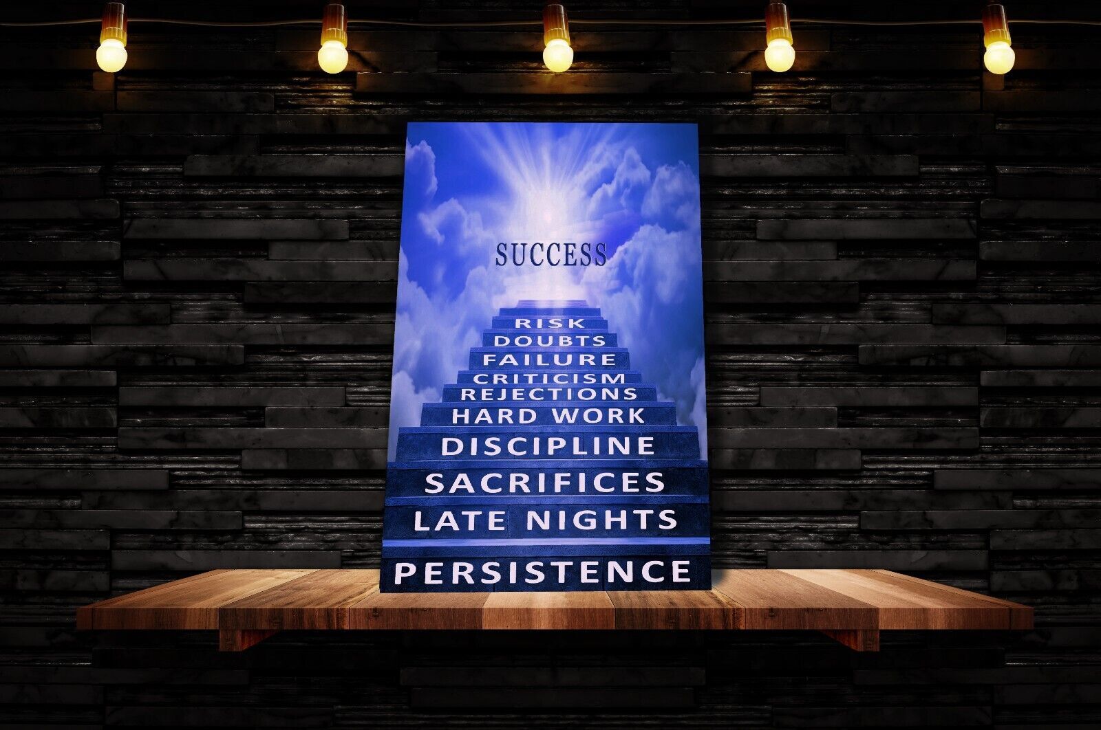 Inspirational Motivation Success Canvas Wall Art Picture Print - Blue