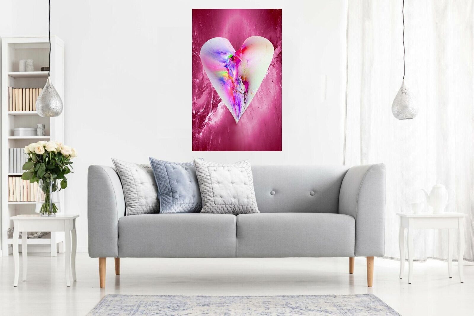 Abstract Pink Heart CANVAS WALL ART Picture Print