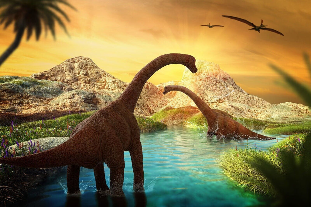 Dinosaur Landscape Canvas Wall Art Picture Print