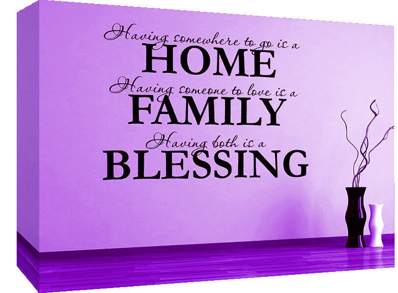 Home, Family, Blessing Quote, Purple Canvas Wall Art Picture -A1, A2, A0 sizes