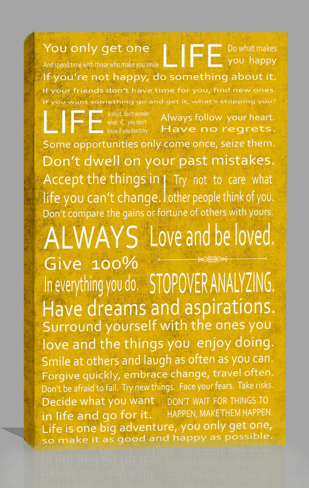 Life Manifesto Quote Canvas Wall Art Picture Print Artwork - Mustard