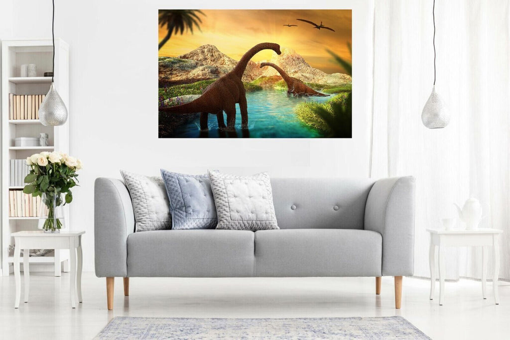 Dinosaur Landscape Canvas Wall Art Picture Print