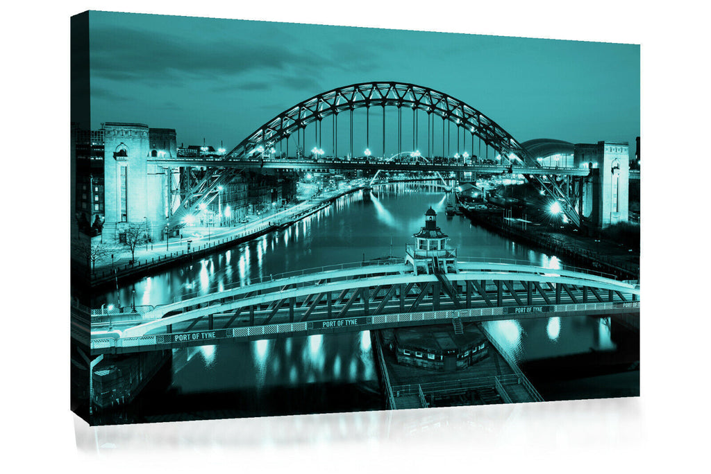 Duck Egg Blue Tyne Bridge Newcastle Abstract Canvas Wall Art Picture Print
