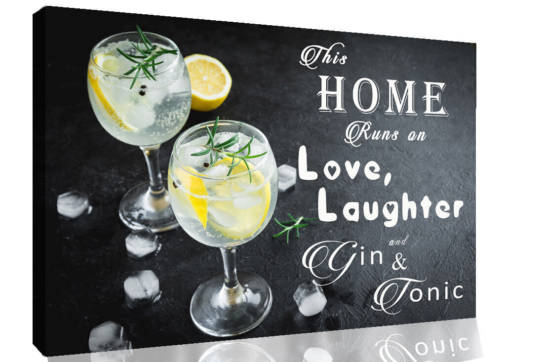 Gin & Tonic Home Quote Canvas Wall Art Picture Print