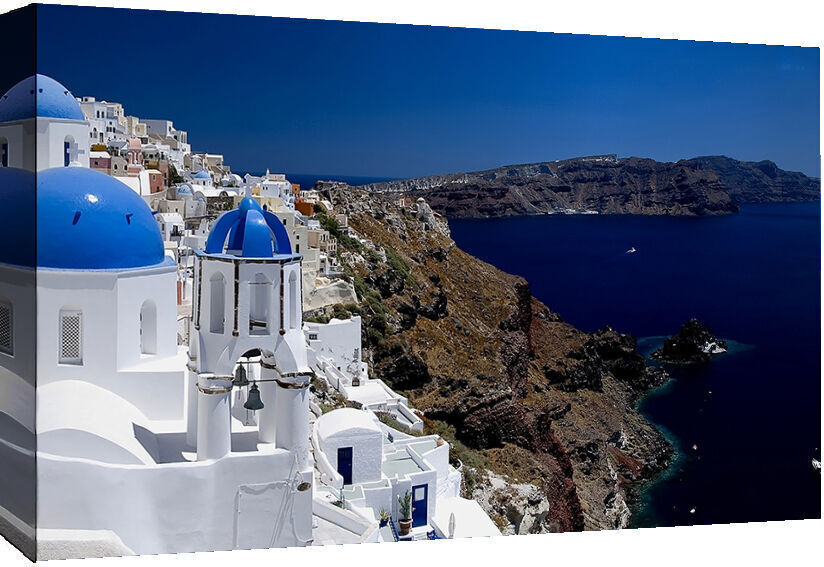 Santorini Greece Landscape Cotton Canvas Wall Art Picture Print- A1, A2 sizes