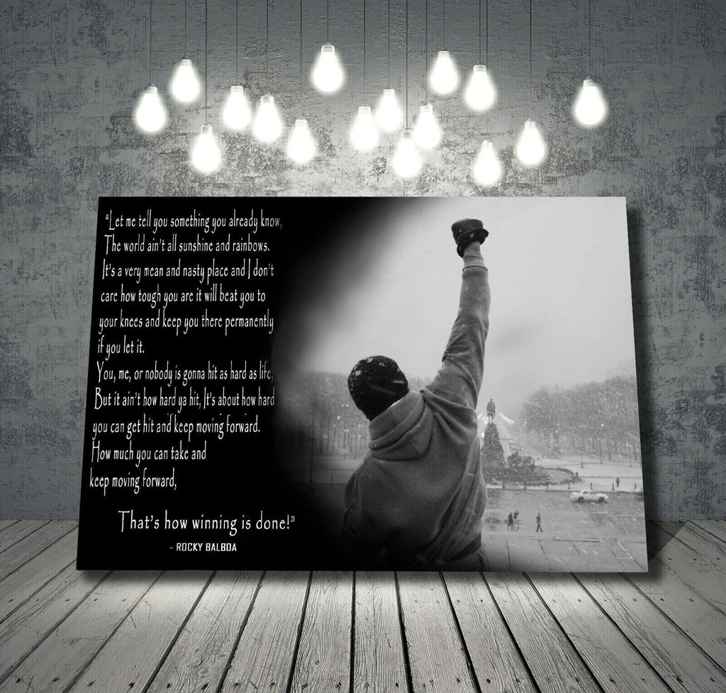 Black Rocky Balboa Film Quote canvas wall art print picture READY TO HANG