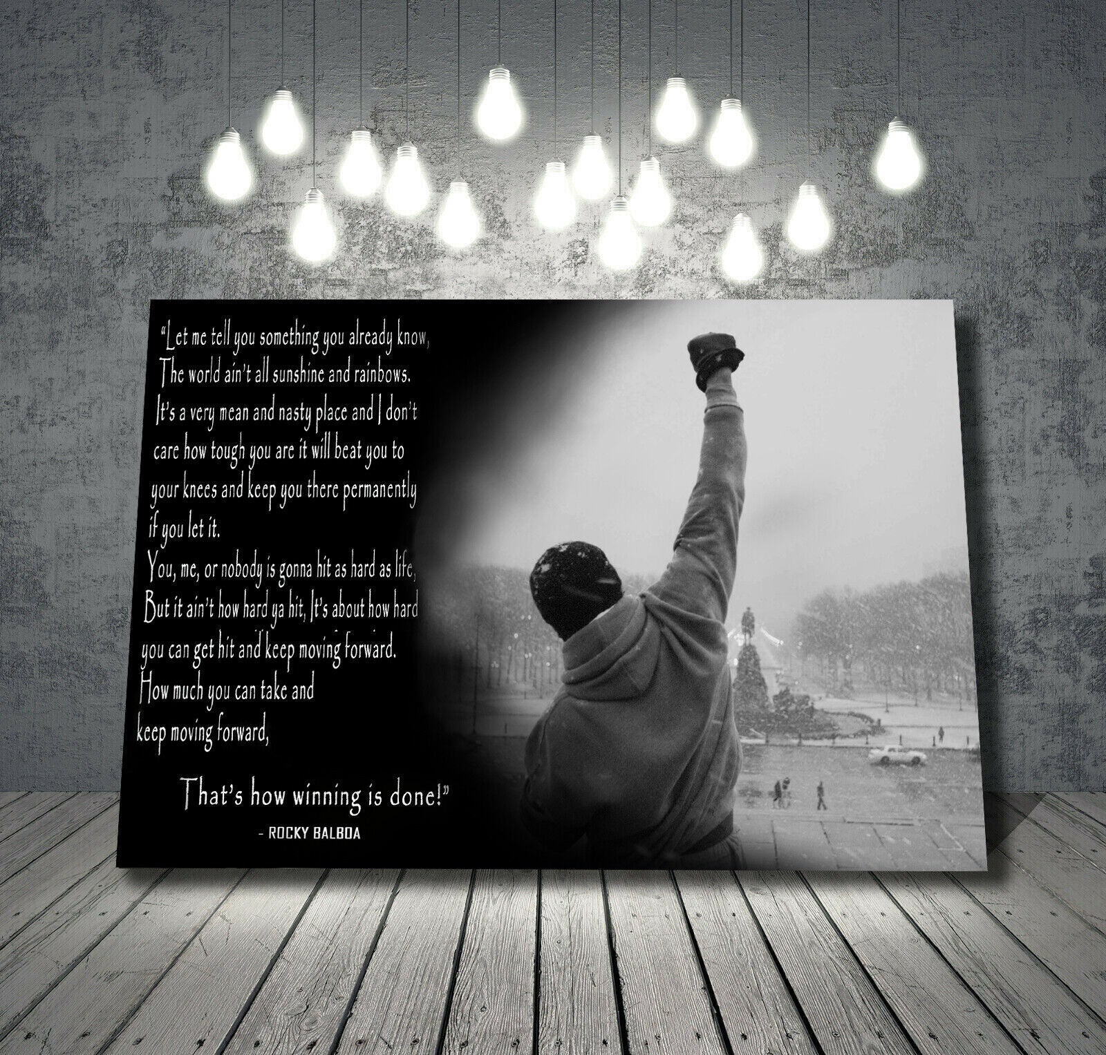 Black Rocky Balboa Film Quote canvas wall art print picture READY TO HANG