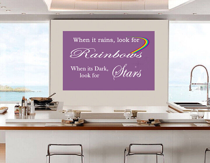 WHEN IT RAINS LOOK FOR RAINBOW QUOTE - PURPLE - Canvas Wall Art Print- ALL SIZES