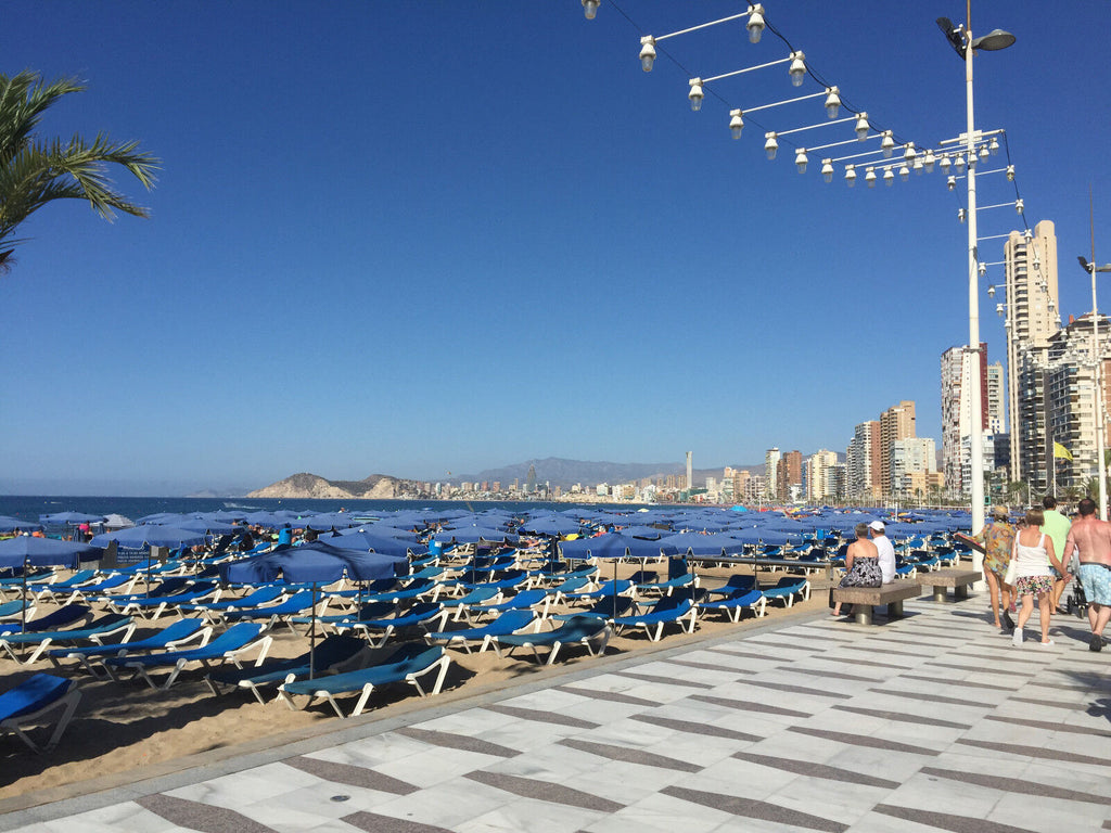 Benidorm Beach Landscape in Day Canvas Wall Art Picture - A1, A2, A0 ALL SIZES