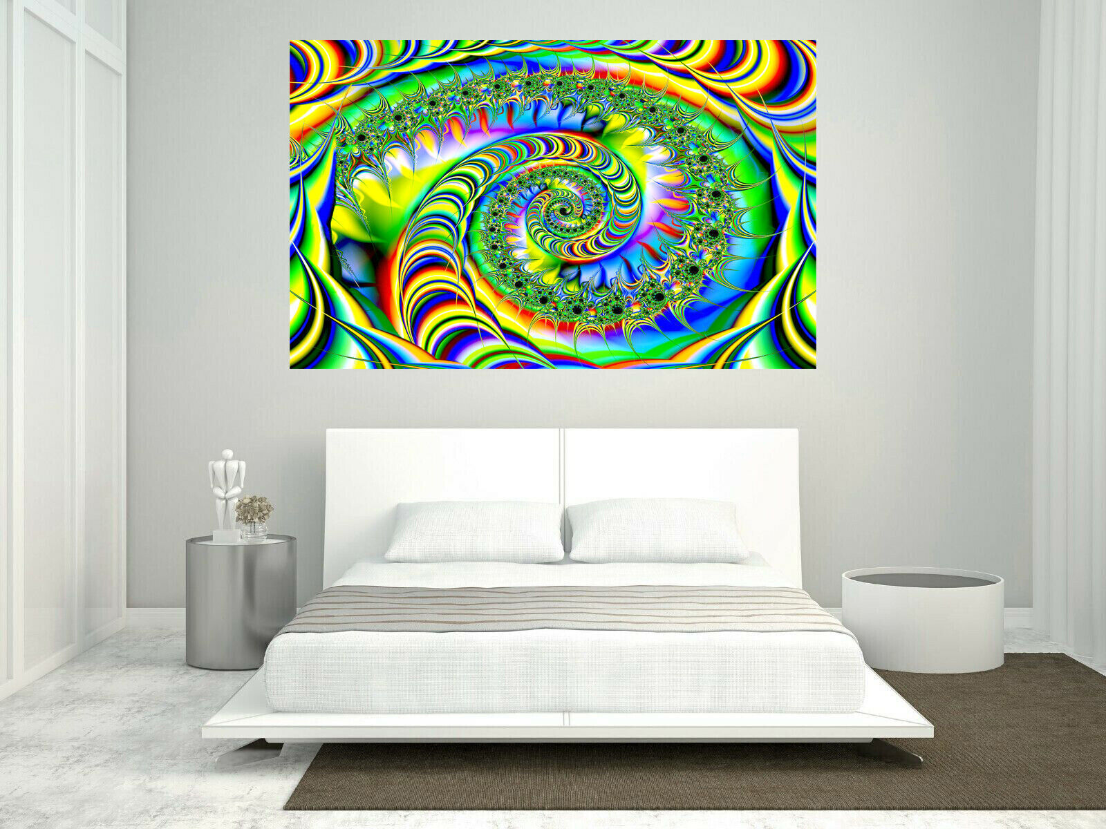 Rainbow bright colours swirl abstract Canvas Wall Art Picture Print