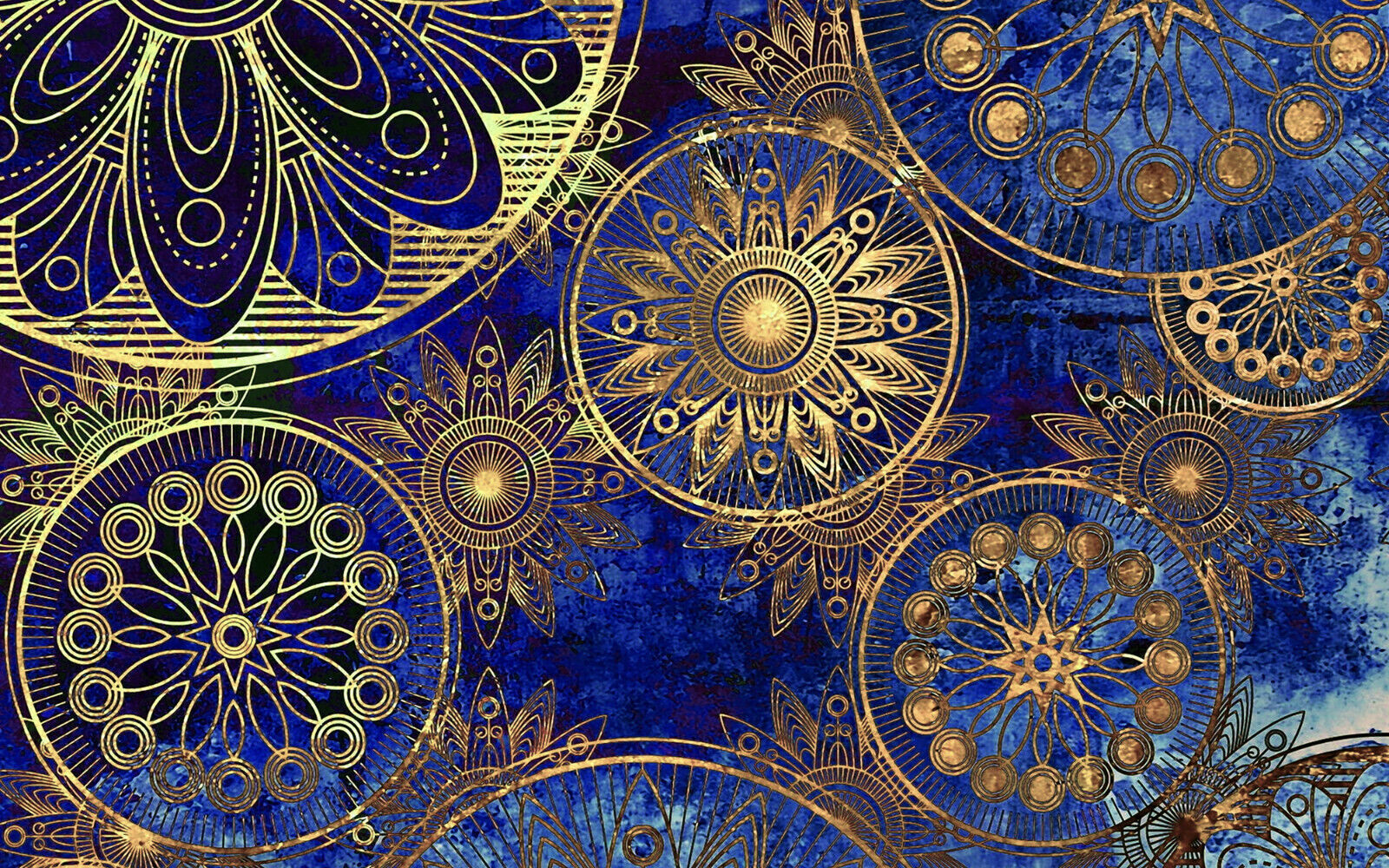 Blue Abstract Peace Indian Mandala Canvas Wall Art Picture Print