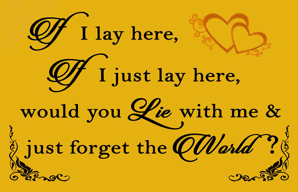 If I Lay Here - Snow Patrol QUOTE Canvas Wall Art Picture Print Mustard / Yellow