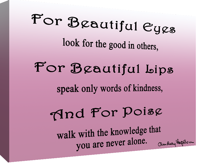 Audrey Hepburn Quote Lilac Canvas Wall Art  Picture - 100% cotton - A1, A2, A0