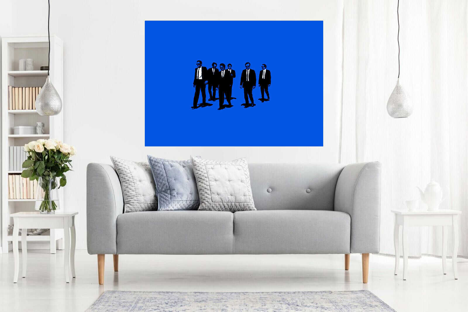 Abstract Resevoir Dogs Movie Canvas Wall Art Picture Print - Blue