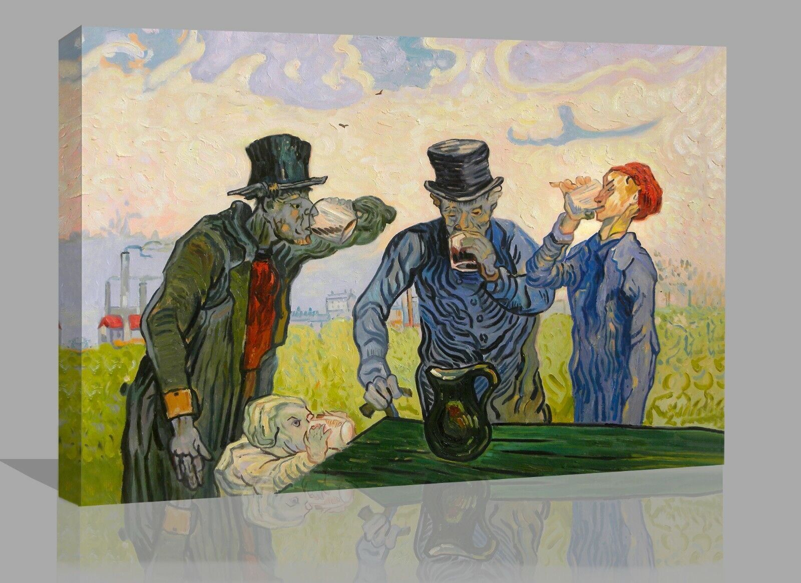 Van Gogh The Drinkers Pub Friends Painting Canvas Wall Art Picture Print