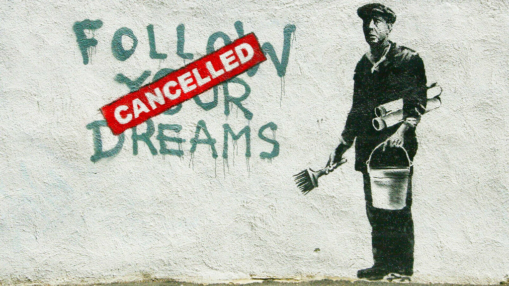 Banksy Cancelled Follow Your Dreams Graffiti Canvas Wall Art Picture Print