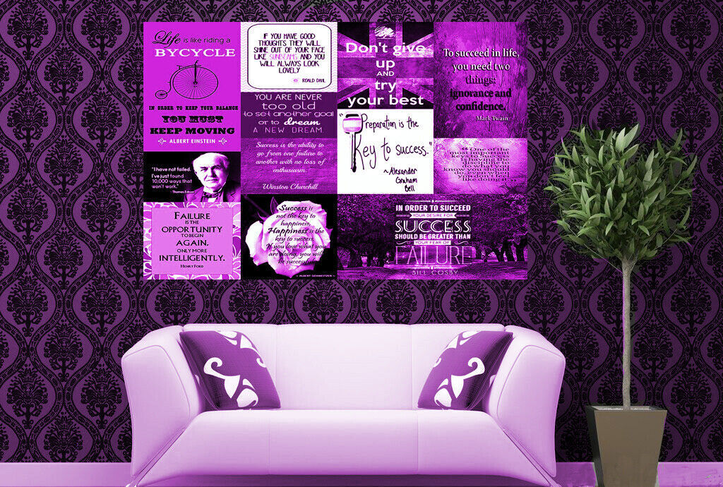Success in life Quotes Purple Canvas Wall Art Picture Print