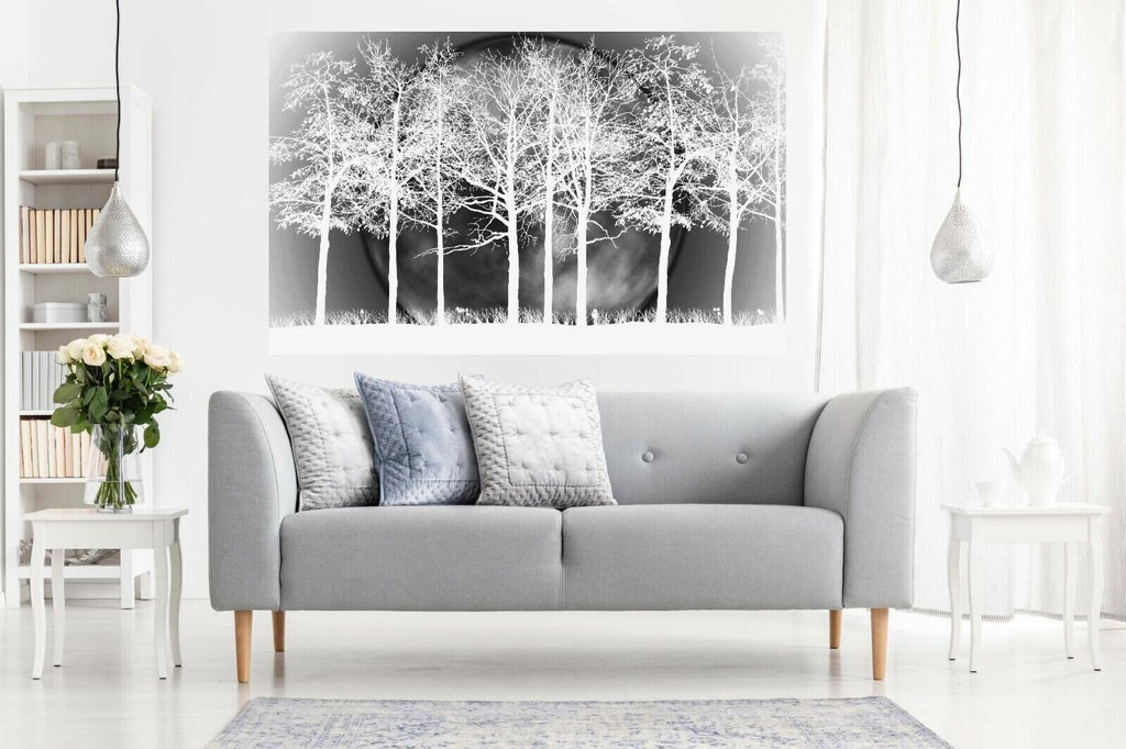 White Grey Modern Landscape Cotton Canvas Wall Art Picture Print - All sizes