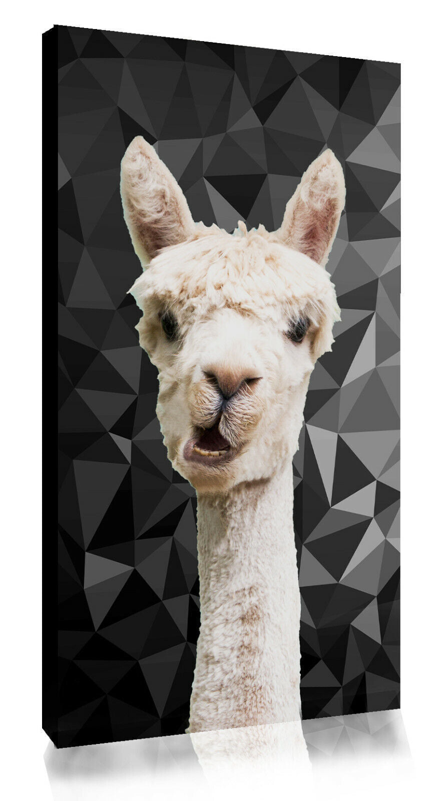 ALPACA ANIMAL BLACK, WHITE GREY GEO CANVAS WALL ART PRINT ARTWORK
