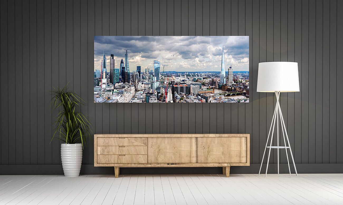 CITY OF LONDON PANORAMIC COTTON CANVAS PRINT PICTURE WALL Art - All Sizes