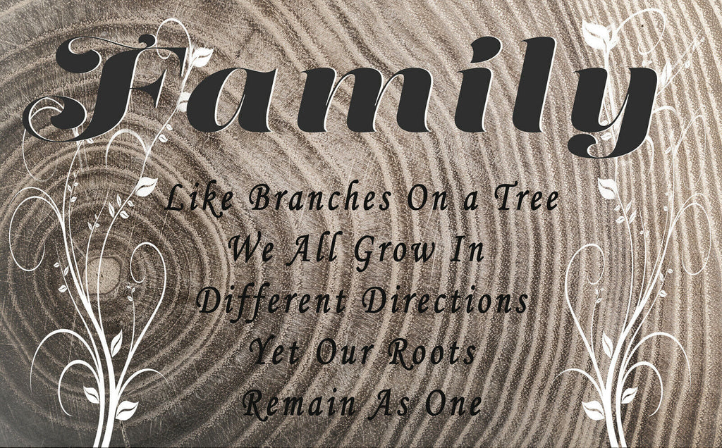 Grey Family like branches on a tree quote Canvas Wall Art Picture Print