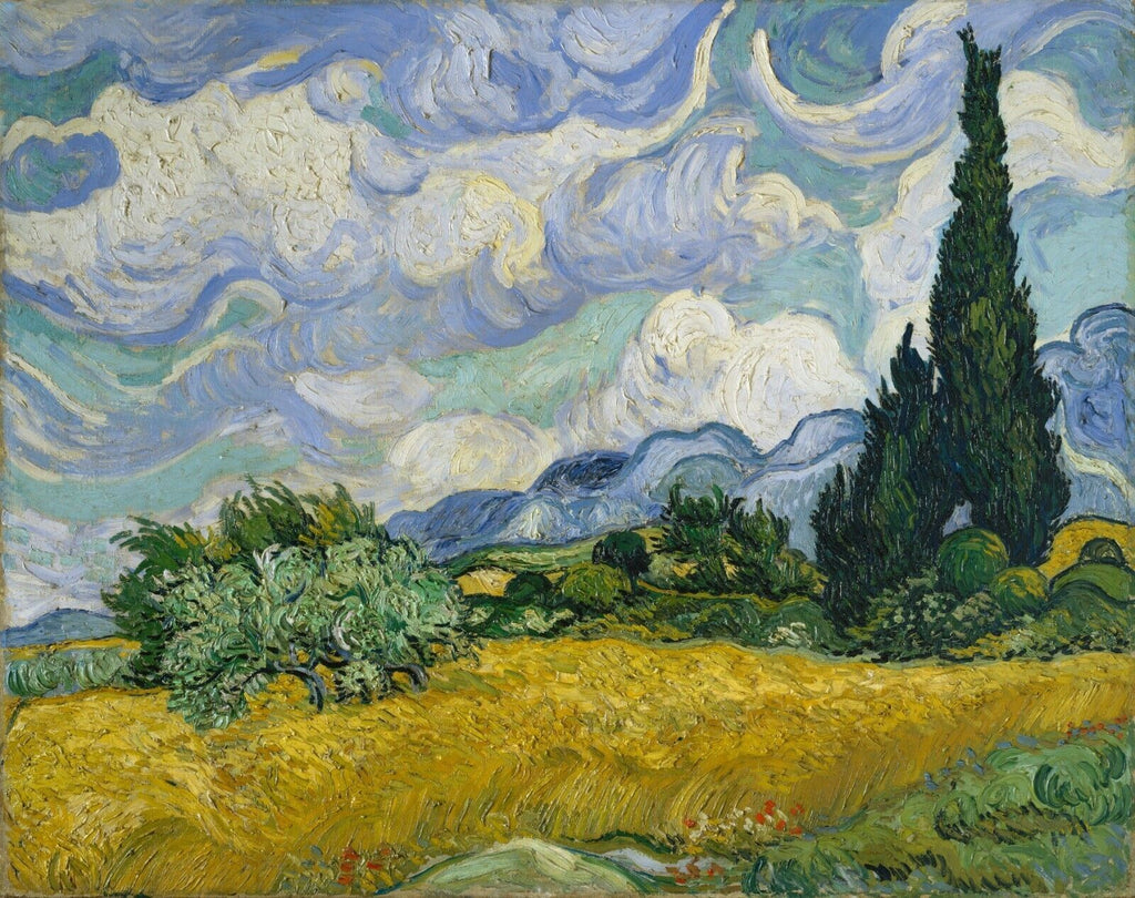 Van Gogh Wheat Field Cypresses Painting Canvas Wall Art Picture Print