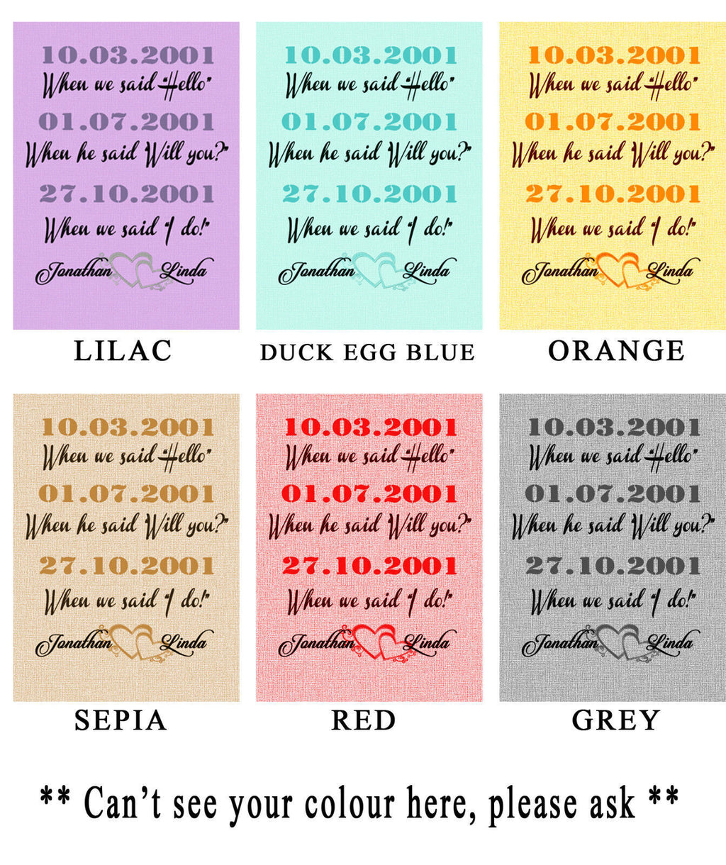 When we met dates personalised on Canvas Wall Art Print - ALL SIZES, ANY COLOUR