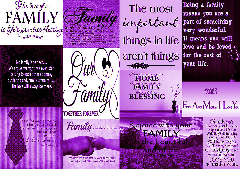 Purple Family Quotes -  Cotton Canvas Wall Art Picture - A1, A2, A0 sizes