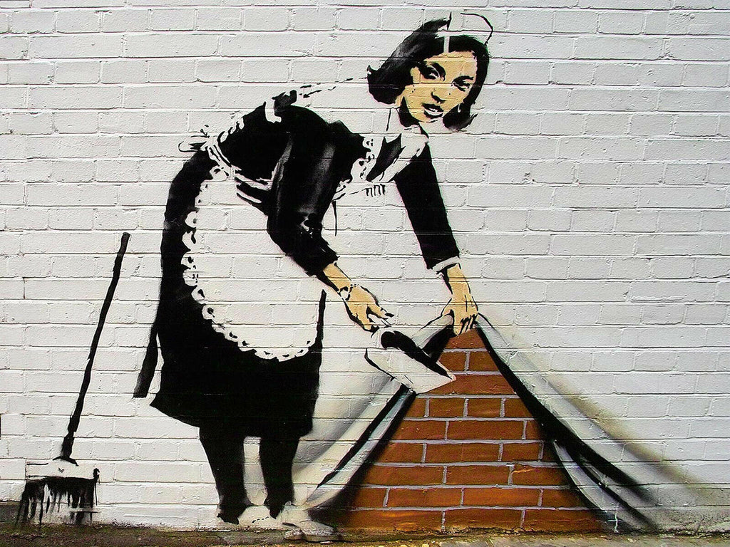 Banksy Sweep It Under The Carpet Maid  CANVAS WALL ART Picture Print - All sizes