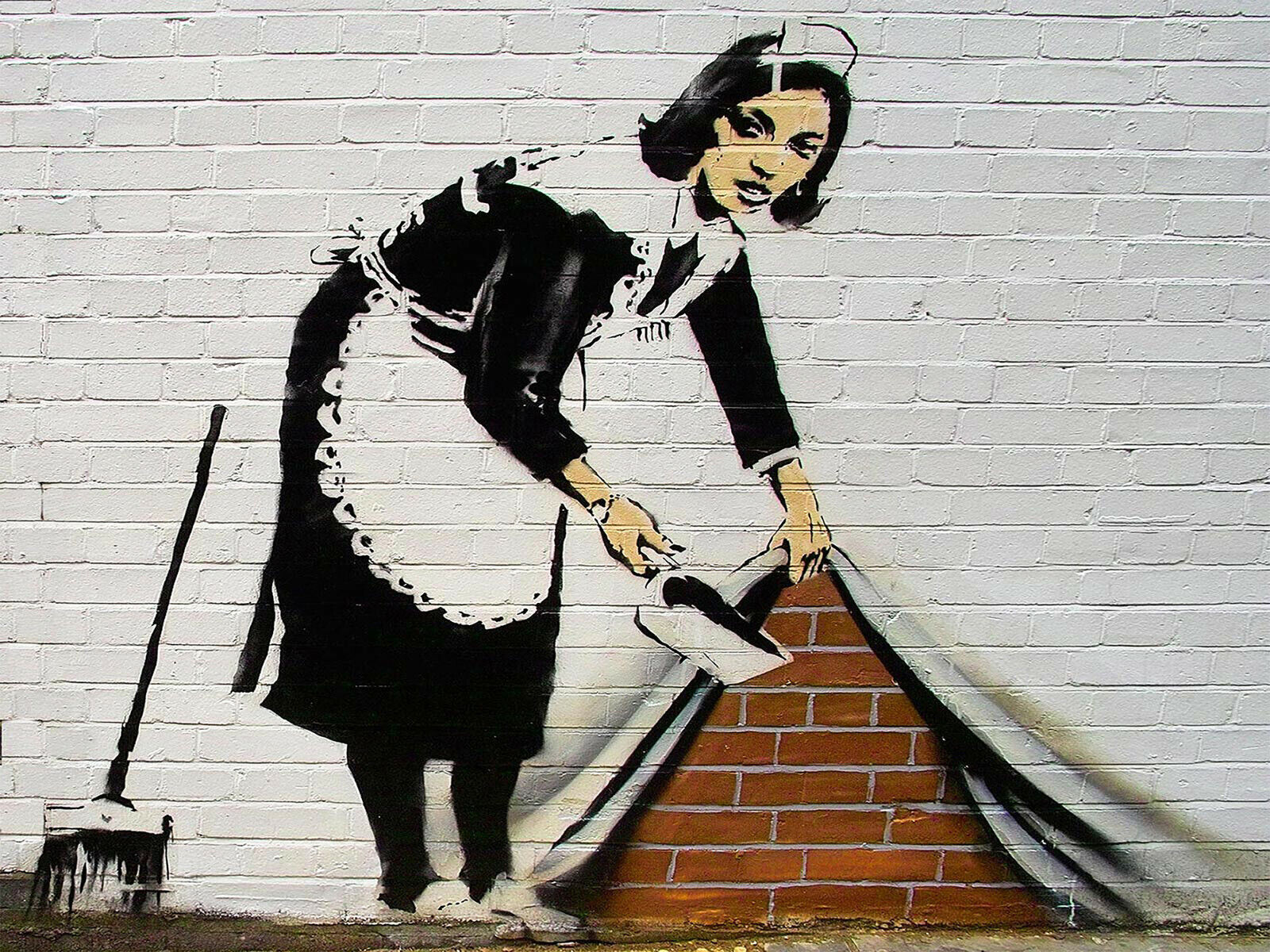 Banksy Sweep It Under The Carpet Maid  CANVAS WALL ART Picture Print - All sizes