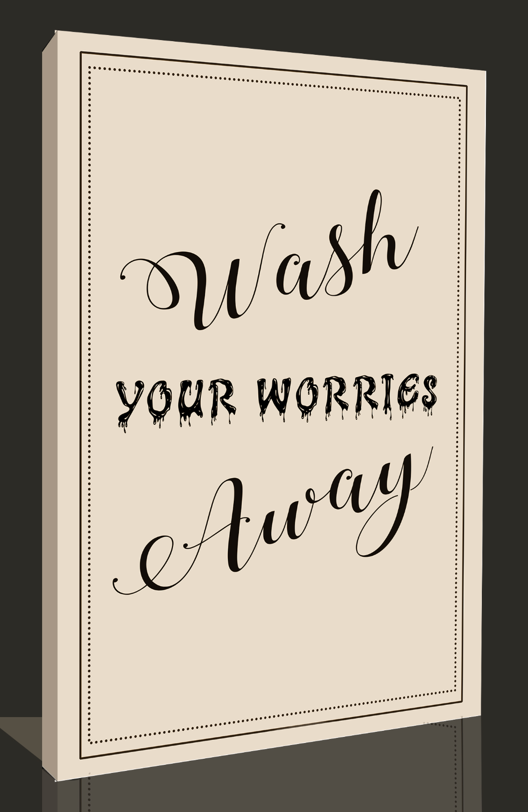 Wash your worries away  quote - Cream  Bathroom Canvas Wall Art Picture Print