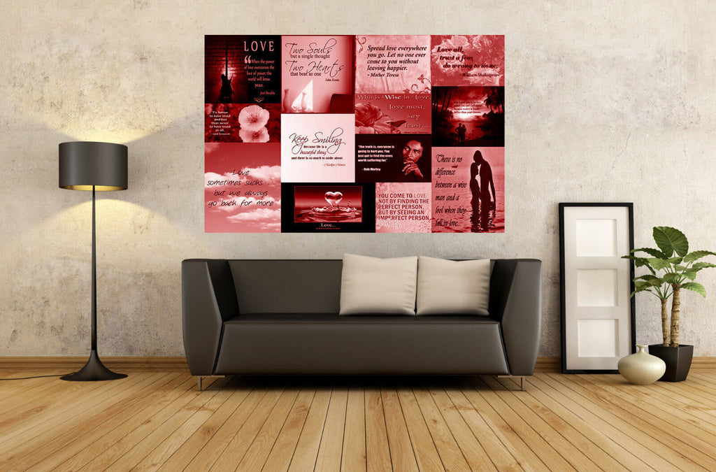 Famous Red Love Quotes Canvas Wall Art Print Picture 100% cotton - A1, A2, A0