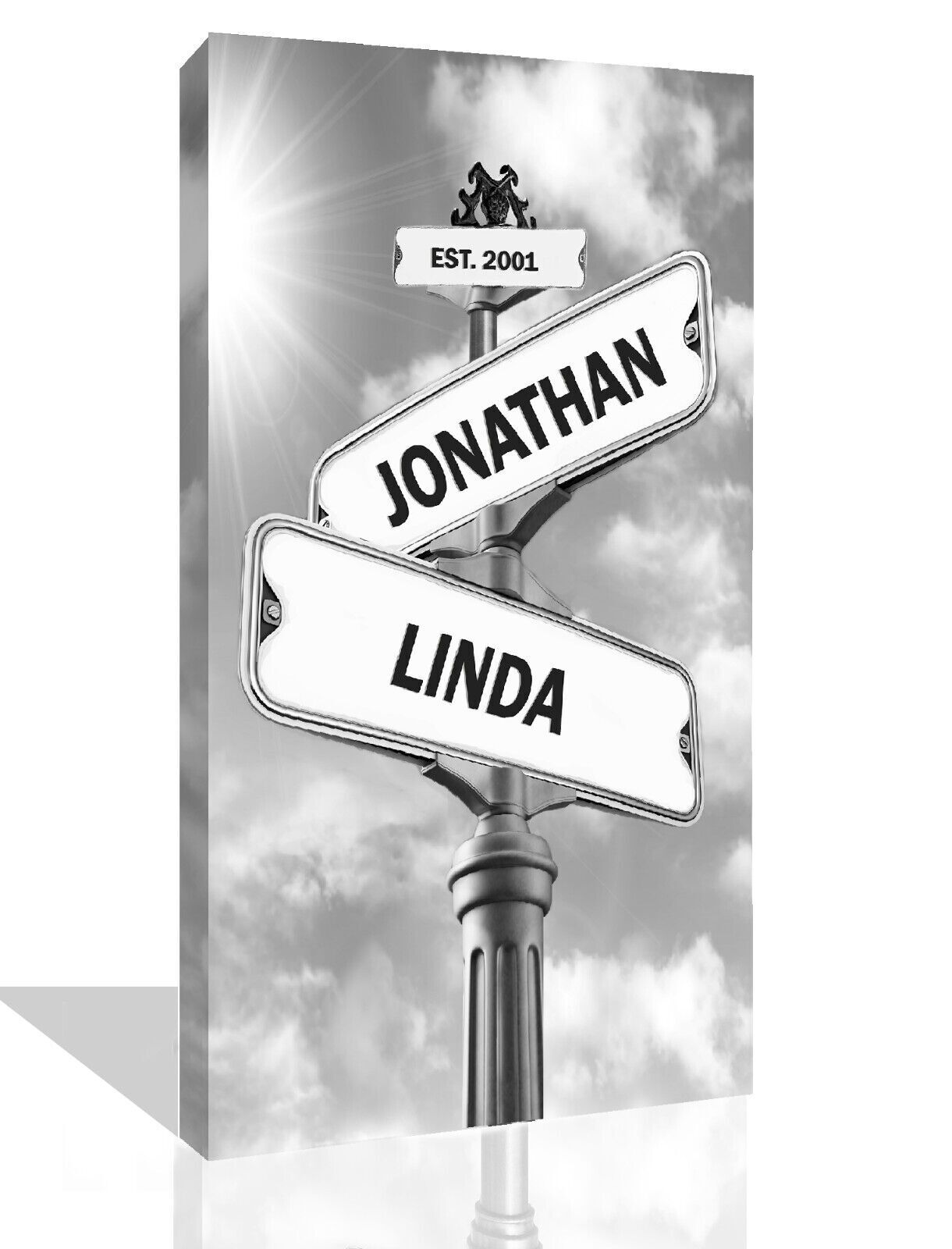 Personalized Couples Names Wedding Date Street Sign Canvas Wall Art Print